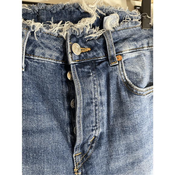 H & M Distressed Raw Hem High Rise Streetwear Comfy Indie Skinny Jeans SZ 28 - Picture 4 of 9